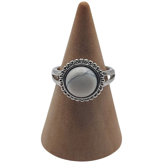 Bague Ronde Ajustable - Howlite