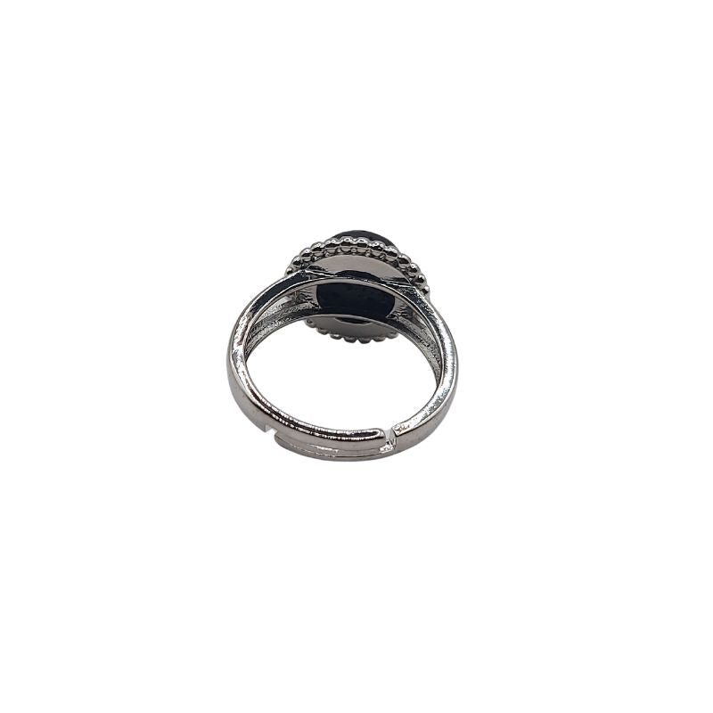 Bague Ronde Ajustable - Lave Noire