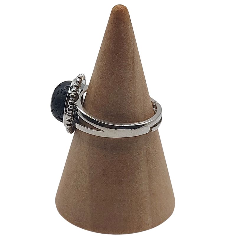 Bague Ronde Ajustable - Lave Noire