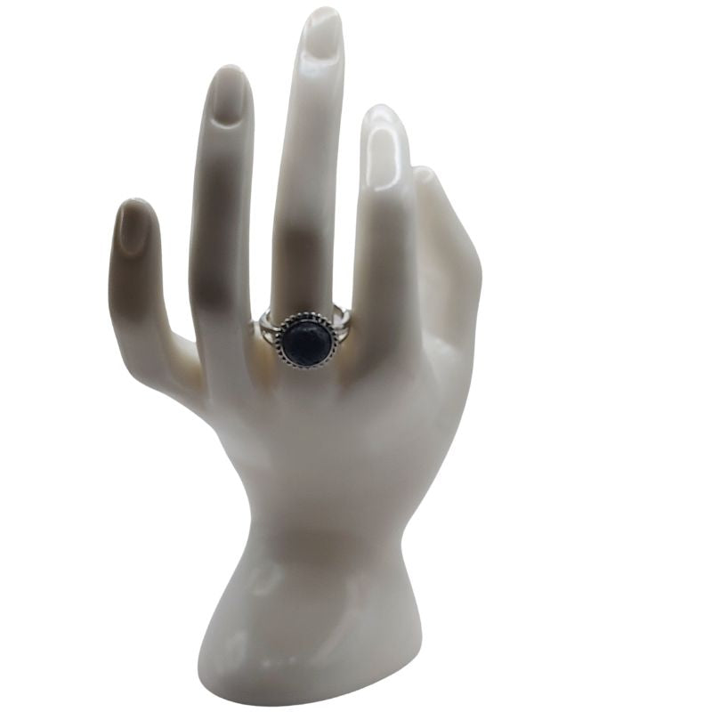 Bague Ronde Ajustable - Lave Noire