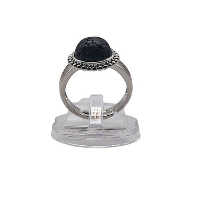 Bague Ronde Ajustable - Lave Noire