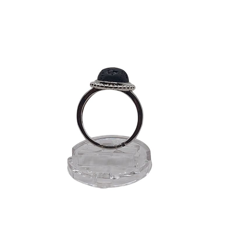 Bague Ronde Ajustable - Lave Noire