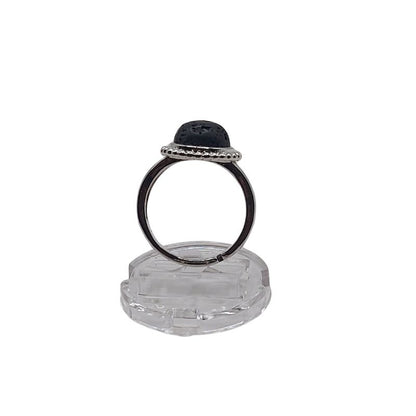 Bague Ronde Ajustable - Lave Noire