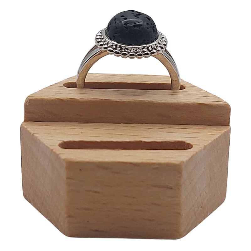 Bague Ronde Ajustable - Lave Noire