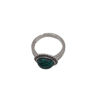 Bague Ronde Ajustable - Malachite