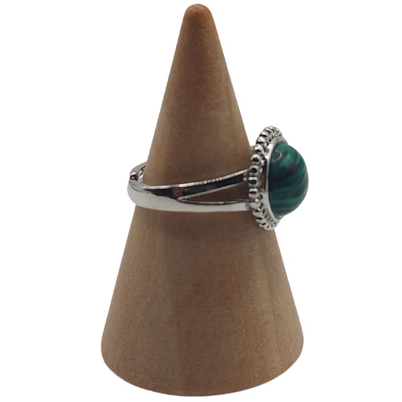 Bague Ronde Ajustable - Malachite