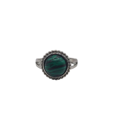 Bague Ronde Ajustable - Malachite