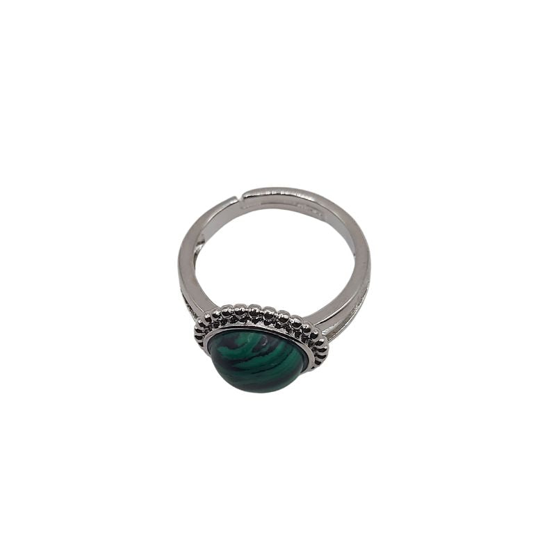 Bague Ronde Ajustable - Malachite
