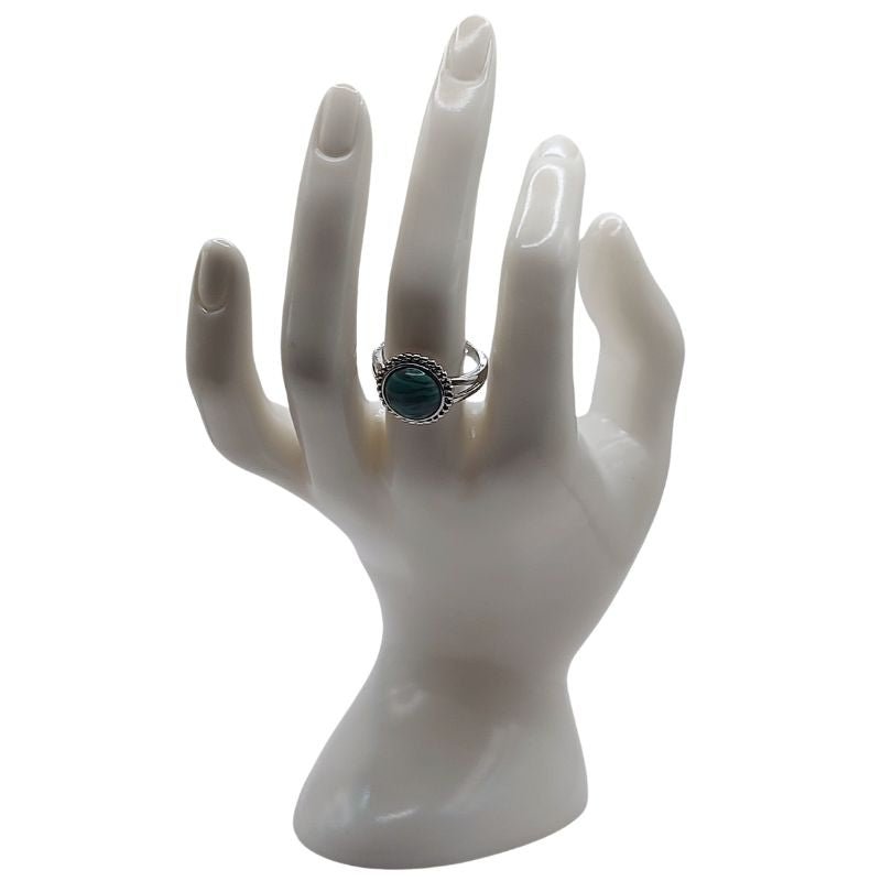 Bague Ronde Ajustable - Malachite