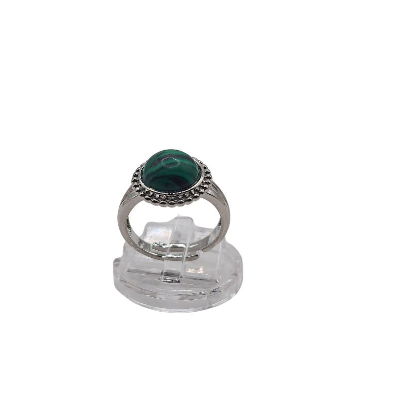 Bague Ronde Ajustable - Malachite