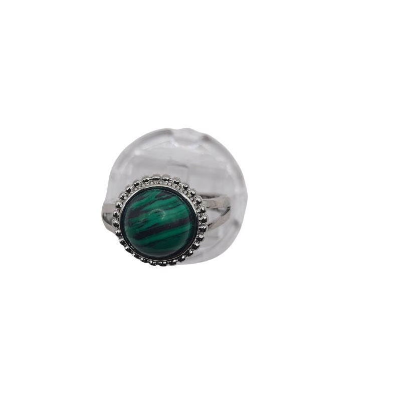 Bague Ronde Ajustable - Malachite