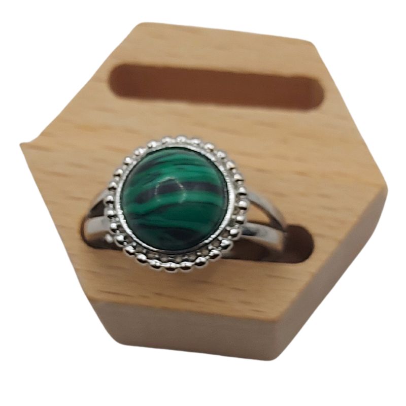 Bague Ronde Ajustable - Malachite