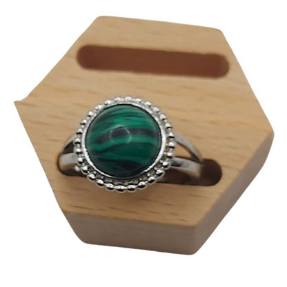 Bague Ronde Ajustable - Malachite