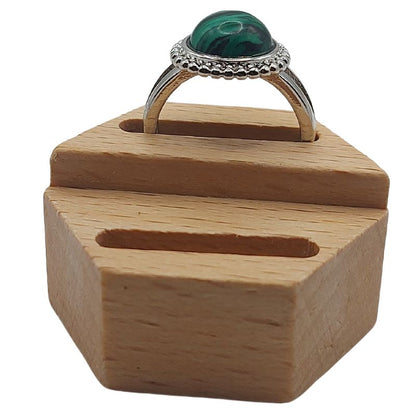 Bague Ronde Ajustable - Malachite