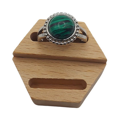 Bague Ronde Ajustable - Malachite