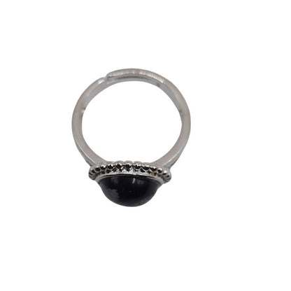 Bague Ronde Ajustable - Obsidienne Flocon de Neige