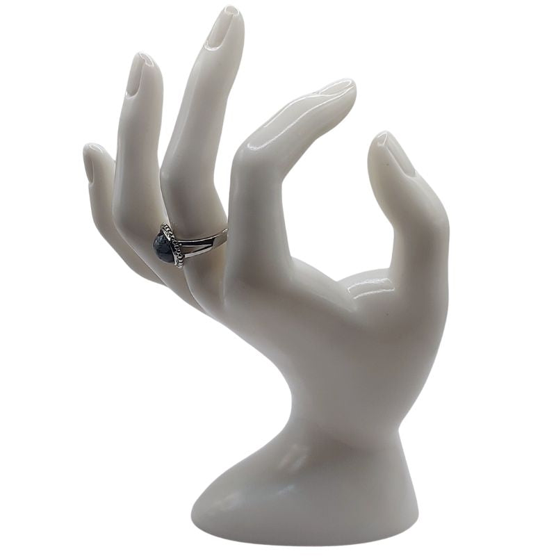 Bague Ronde Ajustable - Obsidienne Flocon de Neige