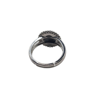 Bague Ronde Ajustable - Obsidienne Flocon de Neige