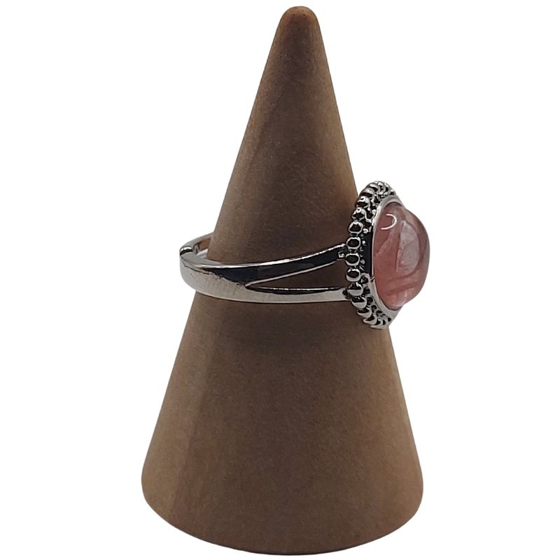 Bague Ronde Ajustable - Quartz Cerise