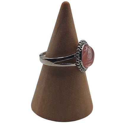 Bague Ronde Ajustable - Quartz Cerise