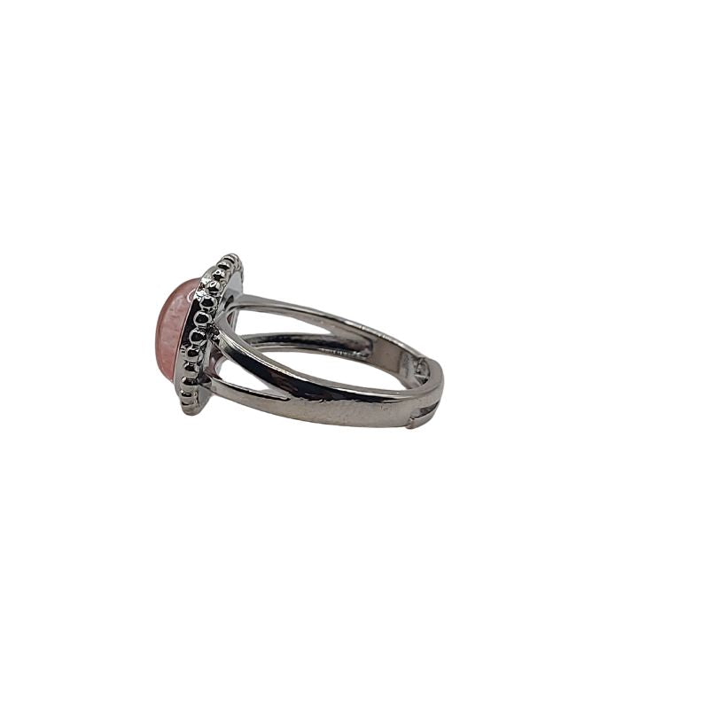 Bague Ronde Ajustable - Quartz Cerise
