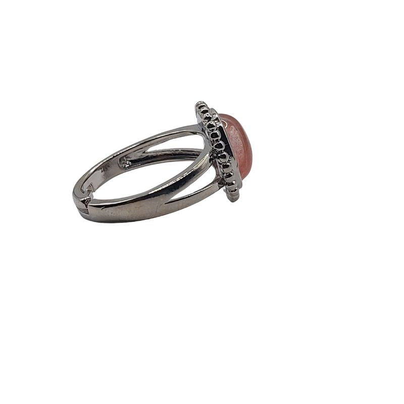 Bague Ronde Ajustable - Quartz Cerise