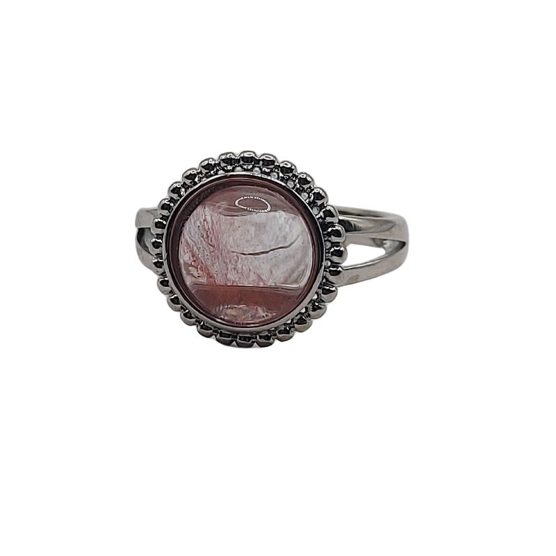 Bague Ronde Ajustable - Quartz Cerise