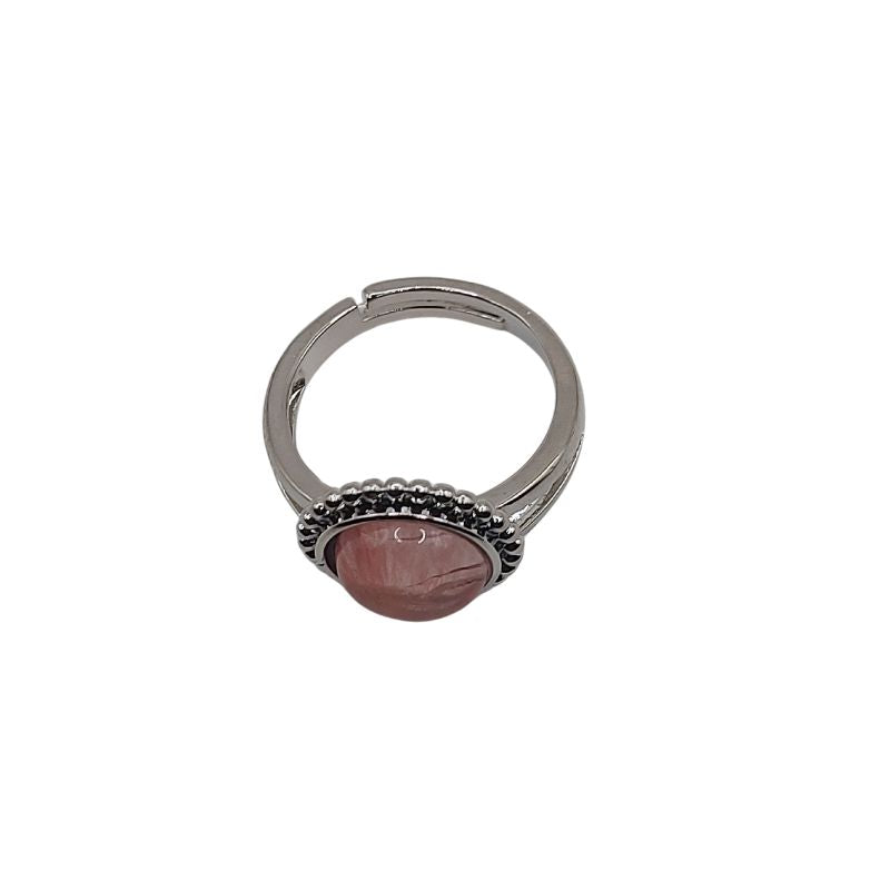 Bague Ronde Ajustable - Quartz Cerise