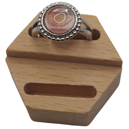 Bague Ronde Ajustable - Quartz Cerise