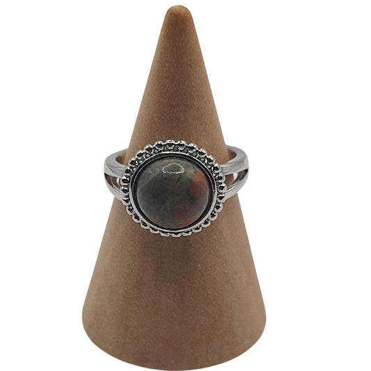 Bague Ronde Ajustable - Unakite
