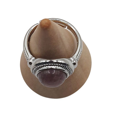 Bague Ronde Ajustable Mixte - Améthyste