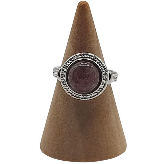 Bague Ronde Ajustable Mixte - Améthyste