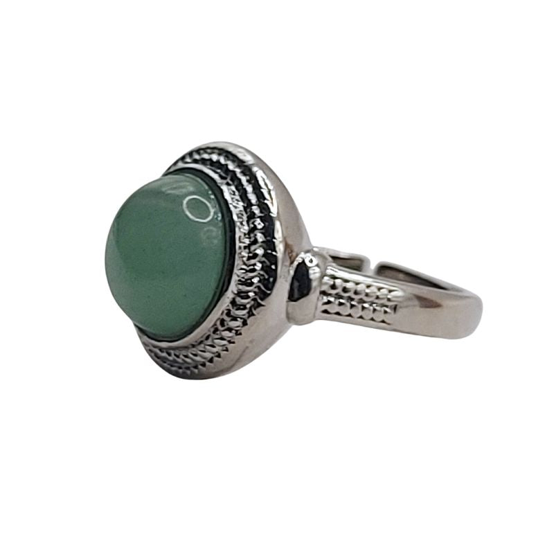 Bague Ronde Ajustable Mixte - Aventurine Verte
