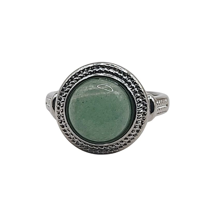 Bague Ronde Ajustable Mixte - Aventurine Verte