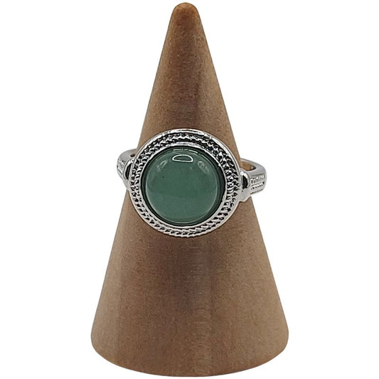 Bague Ronde Ajustable Mixte - Aventurine Verte