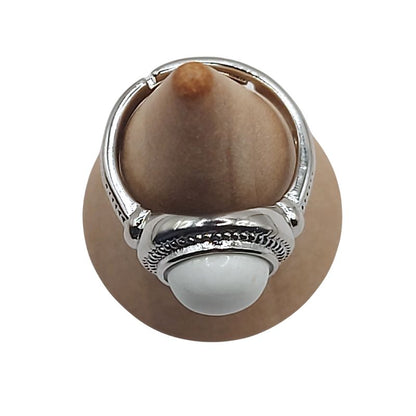 Bague Ronde Ajustable Mixte - Howlite