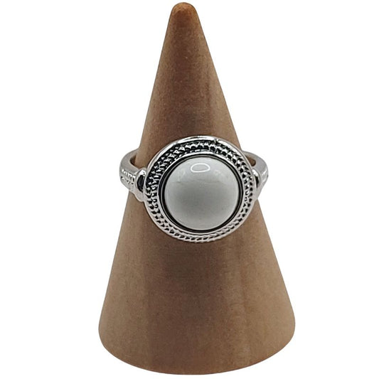 Bague Ronde Ajustable Mixte - Howlite