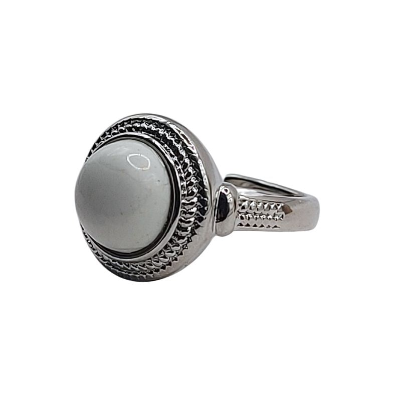 Bague Ronde Ajustable Mixte - Howlite