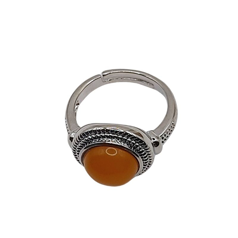 Bague Ronde Ajustable Mixte - Jade Jaune