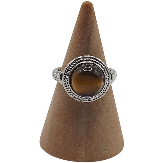 Bague Ronde Ajustable Mixte - Oeil de Tigre