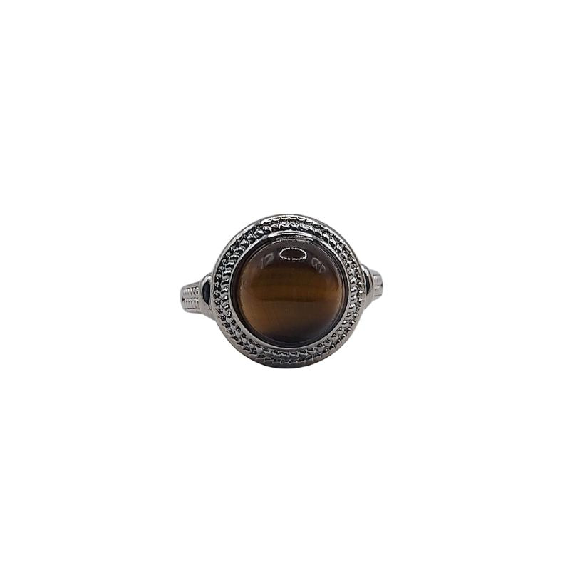 Bague Ronde Ajustable Mixte - Oeil de Tigre