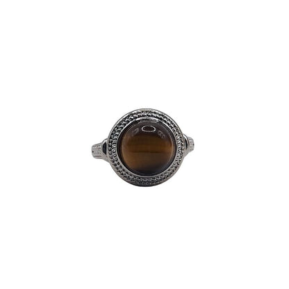 Bague Ronde Ajustable Mixte - Oeil de Tigre