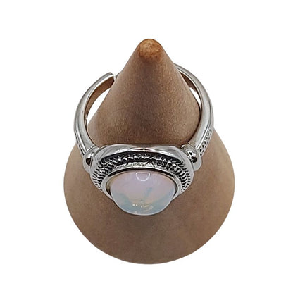 Bague Ronde Ajustable Mixte - Opale