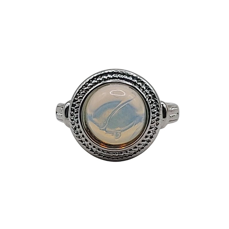 Bague Ronde Ajustable Mixte - Opale