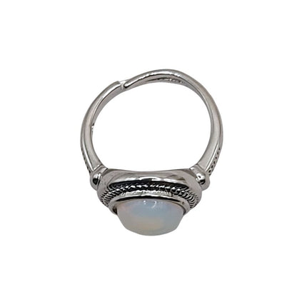 Bague Ronde Ajustable Mixte - Opale