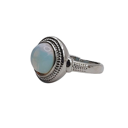 Bague Ronde Ajustable Mixte - Opale