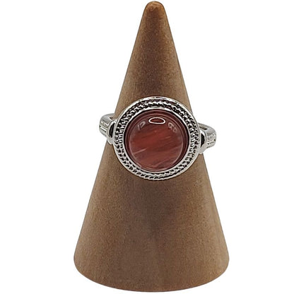 Bague Ronde Ajustable Mixte - Quartz Cerise