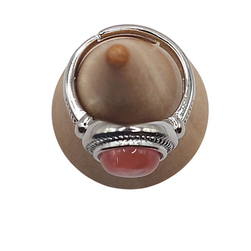 Bague Ronde Ajustable Mixte - Quartz Cerise