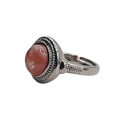 Bague Ronde Ajustable Mixte - Quartz Cerise