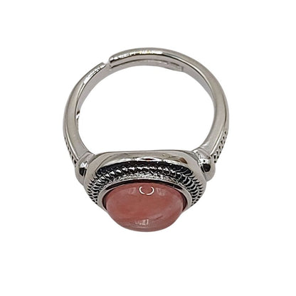 Bague Ronde Ajustable Mixte - Quartz Cerise